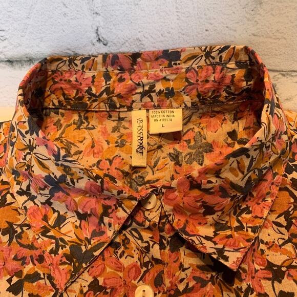 PASSPORT Women’s Flowered Sleeveless Button Down Tie Retro Crop Top / Size: L - Picture 3 of 6